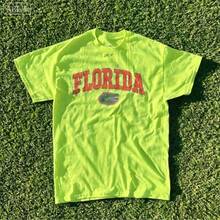 Summer New Short Sleeve Pattern Top ,Vintage Florida State Gators Shirt White New White All Sizes, Shirt Hot   New Comfortable Retro Cotton T-Shirt - 螢光綠色 - 查看 1