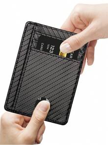 旅行極簡薄款前口袋錢包，RFID 防盜刷信用卡夾 - 黑色 - 查看 5