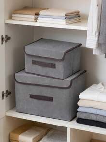 2pcs/1pc Non-Woven Fabric Storage Basket, Fabric Organizer Box, Suitable For Dorm, Clothing, Toys, Books, Snacks, Household Items. Foldable, Washable, Large Capacity Linen Fabric Storage Bin - View 5