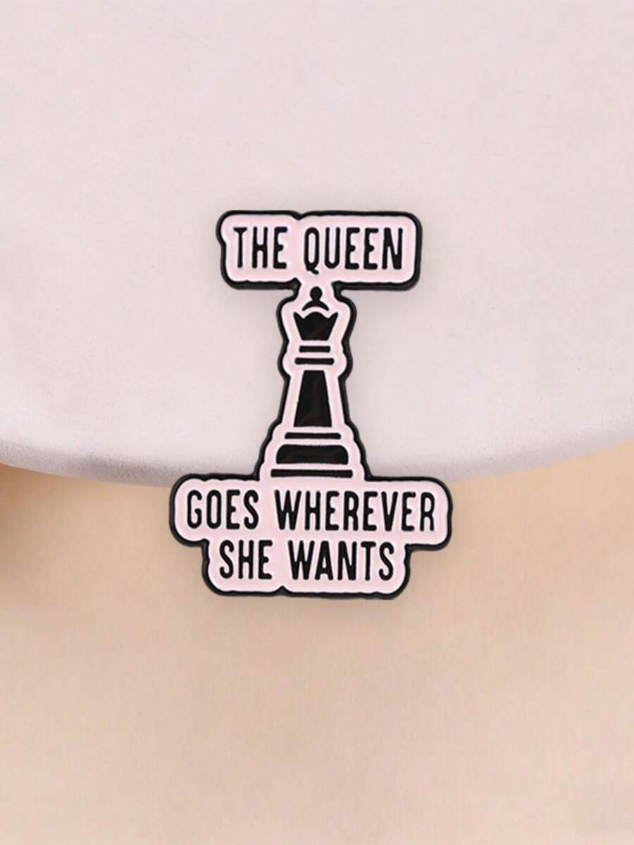 Chess Queen Enamel Brooch Women Power Quote Metal Pin For Backpack Jacket