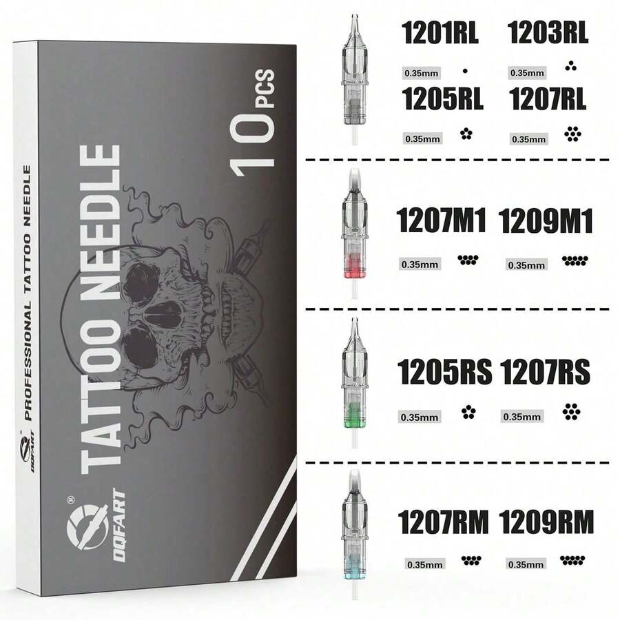 DQFART 10/30/50pcs Disposable Tattoo Needles, Mixed Sizes Including Round Liner, Curved Liner, And Shader Needles, Specifications Like RL, RS, RM, M1 Etc. Suitable For Most Tattoo Machines. - Multicolor - View 1