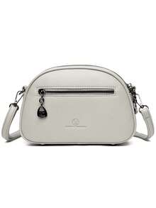 Modische Damen-Umhängetasche aus Leder, lässige multifunktionale Handy-Schultertasche für Outdoor und Pendeln, kleine Tasche - Hellgrau - Übersicht 6