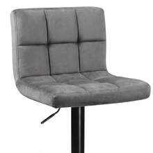 Pack de 2 Taburetes de Bar y Cocina Silla Alta Velvet Zenit Regulable y Giratoria 360º con Respaldo y Reposapiés Taburete de Terciopelo Elegante para Comedor Isla de Cocina Barra Hogar - Gris - Ver 5