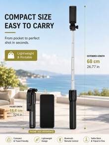 Multifunctional Selfie Stick Tripod All-In-One, Detachable Bluetooth Remote Control For Remote Shooting, One-Click Anti-Shake Capture, Free Switch Between Horizontal And Vertical Screen, Multi-Angle Adjustable, Portable Foldable Travel Live Streaming Selfie Tool - one-size - View 2