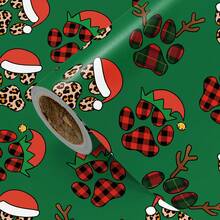 1 Roll Christmas Wrapping Paper With Christmas Tree, Hedgehog, Fox, Bear And Various Animals, 43x500cm(17x197in), Featuring Snowflakes, Snowman, Christmas Reindeer, Snow House, Paw Prints, Suitable For Christmas, Halloween, Family Gathering, Birthday Party Gift Wrapping - View 6