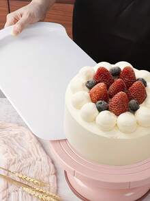 1pc Floral Decorated Cake Scraper, Cake Tray Spatula, PP Plastic Cake Transfer Tool, Home Baking Cake Tool - View 1