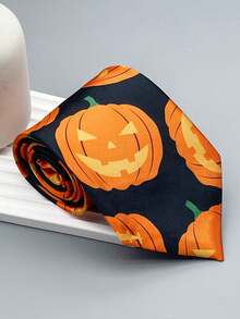 1pc Men's Halloween Party Pumpkin Tie - Multicolor - View 2