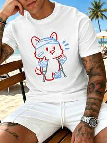 T-shirt pour homme avec un graphique amusant d'un chien de dessin animé, tissu de haute qualité, coupe ample et confortable, style street hip-hop, De - Blanc - Voir 6