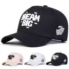 1pc Men's DREAM BIG Trucker Hat, Personalized Letter Embroidery Baseball Cap, Street Fashion 5-Panel Hat, Outdoor Sun Protection Casual Cap For Spring/Autumn Travel, Beach Vacation - Multicolor - View 1