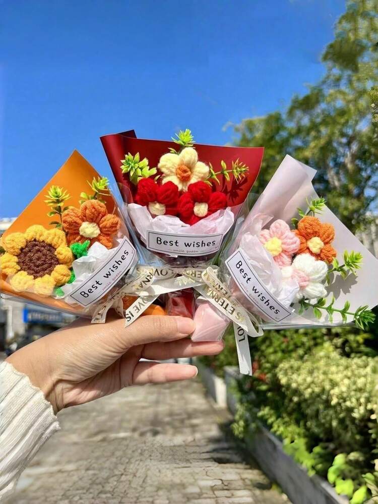 迷你仿真花，附赠礼品袋，情人节小礼物，母亲节花束，是纪念品、婚礼、户外仿真花、礼品、家居装饰的理想之选 - 彩色 - 查看 2