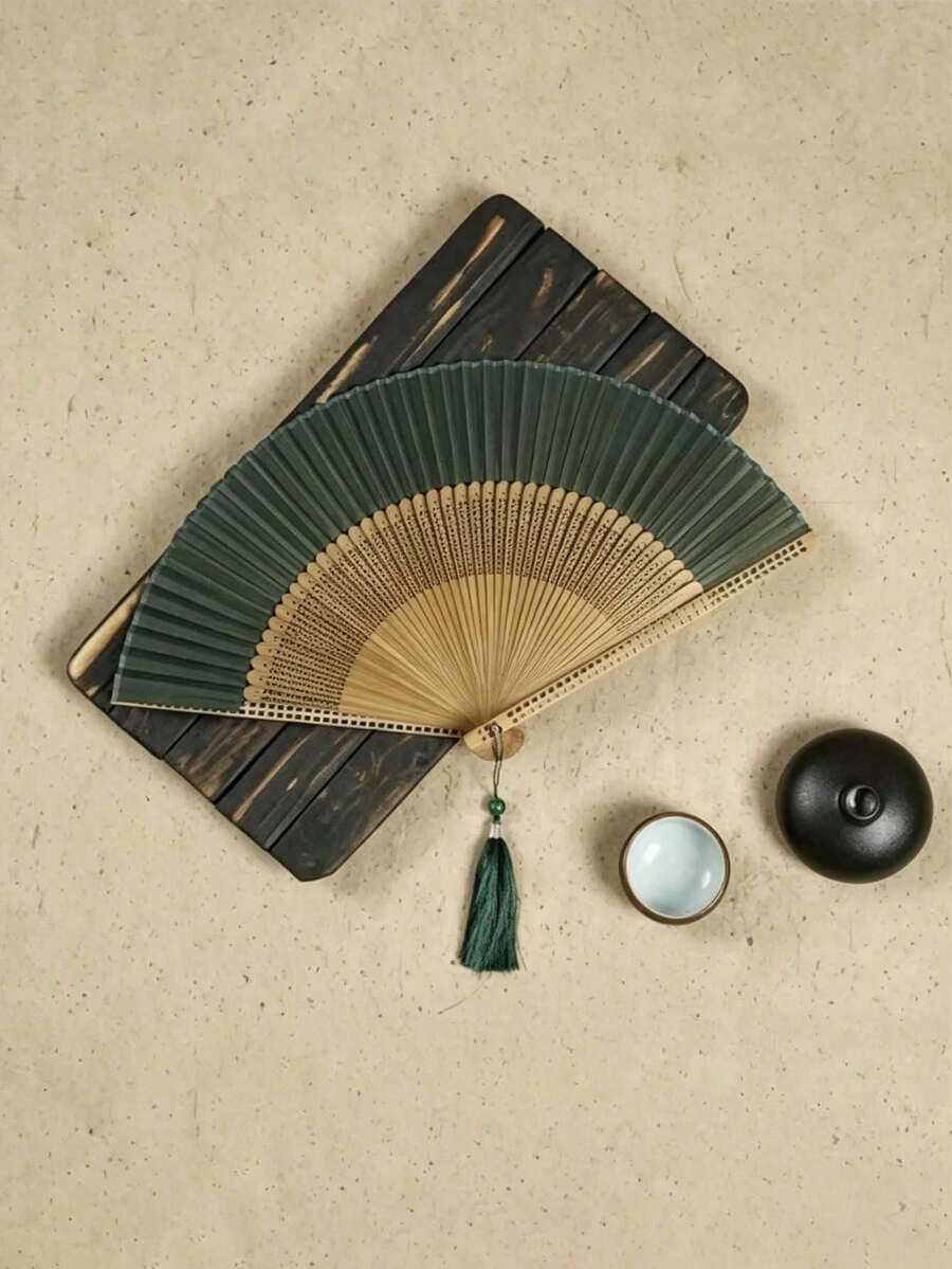 1/2件裝可折疊手持扇帶流蘇,適用於戶外旅行、舞蹈表演、旗袍搭配、攝影道具等 - 多色 - 查看 1