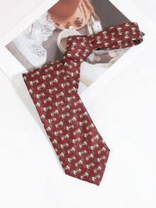 1PC Men's Casual Dog/Giraffe Pattern Hand-Tied Tie, Suitable For Business Daily Commute Matching - Multicolor - View 9