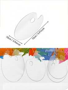 2pcs Transparent Oval Acrylic Painting Palette, Suitable For Oil Painting And Watercolor, Back To School, School Supplies - Default - View 3
