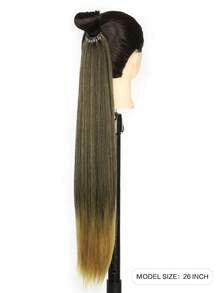 16"/26"/34" 馬尾接髮，多功能彈性帶黑色/棕色耐熱馬尾接髮，女性長直髮 DIY 纏繞式柔軟自然合成馬尾 - 彩色 - 查看 4