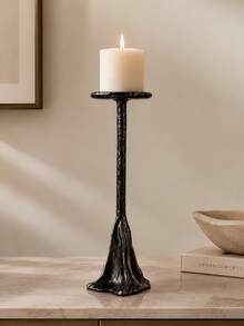 1pc/2pcs Antique Bronze Hammer-Textured Candlestick, Retro Style High And Low Combination Slender Column Design, Suitable For Living Room, Dining Table, Bedroom And Entrance Decoration, Also Suitable For Wedding Party Or Festival Celebration Scene. - Bronze Hill - View 5