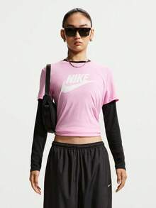 Nike 女款 AS W NSW CLUB SS TEE ICN FTRA 短袖 T-shirt 針織無領短版 TDX7907-621 - 淺粉色 - 查看 1