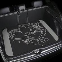 1PC, Non-Slip Fashionable Car Trunk Mat, Heart Butterfly Pattern Design - Durable Polyester Material, Keeps Trunk Dry And Clean, Adds Personalized To Your Car Interior, Car Trunk Protective Mat, Perfect For Storage And Decoration. - Heart Butterfly - View 9