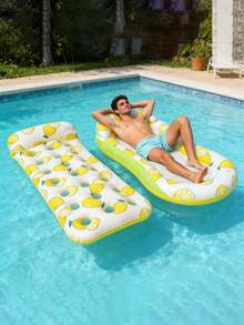 1pc Inflatable Lemon Floating Lounger, Fruit Style, Lemon Element, Water Floating Lounger Suitable For Water Entertainment, Beach Pool Party, Summer Beach, Inflatable Float, Requires Separate Purchase Of Air Pump - Lemon - View 15