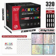 12-418色丙烯顏料筆，軟尖液體墨水筆，混色套裝，防水疊色DIY塗鴉繪畫藝術筆，返校季 - 彩色 - 查看 26