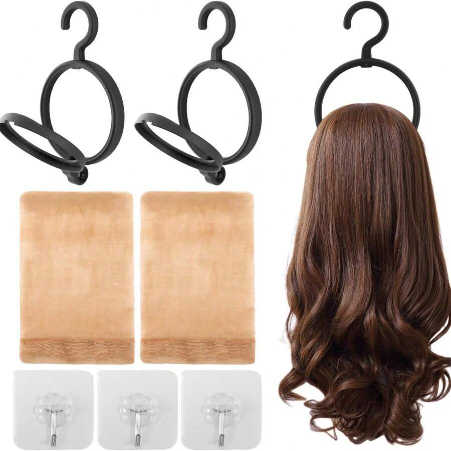 3 Packs Hanging Wig Stand Set, Foldable Hanging Wig Hanger Holder, Collapsible Wigs & Storage Rack,Hat Holder Wig Portable Organizer - View 1