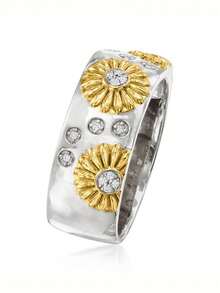 1pc Bohemian Vintage Silver Chrysanthemum Pattern Women's Ring, Wedding Engagement Promise Ring For Daily Wear - Multicolor - View 2