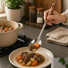 1 Set Peralatan Dapur Stainless Steel, Alat Masak Dapur Rumah Tangga, Termasuk Sendok Nasi, Sendok Sup, Sendok Berlubang, Spatula Datar, dan Alat Masak Tahan Lama Lainnya, Cocok untuk Penggunaan di Rumah dan Restoran, Peralatan Dapur, Peralatan Tahan Panas. - MultiWarna - View 8