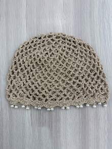 1pc Fashion Bohemian Sequin Pearl Pendant Mesh Hollow Knit Hat Women's Decorative Hat Beach Vacation Travel Accessory Party Decoration Gift For Friends - Multicolor - View 5