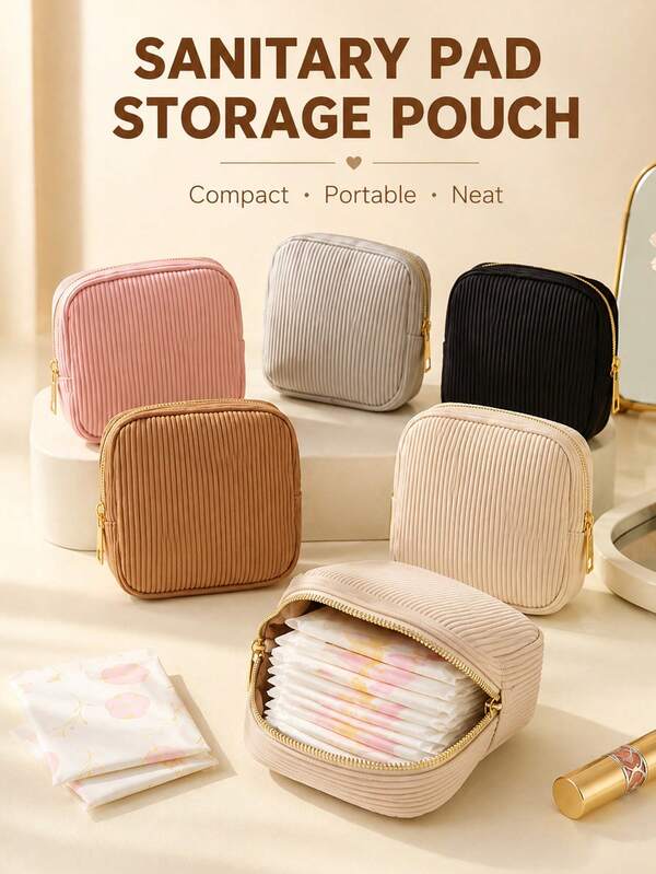 Portable Menstrual Bag With Zipper Suitable For Women's Menstrual Pad Sanitary Napkin Storage Bag Suitable For Women' Travel Dormitory Bathroom Gym, Cruise, Camping, Business, Back-To-School Travel Necessities, Gift For Mom, Teacher, Girlfriend.