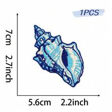 1pc Blue Summer Sequin Iron On Patches Tropical Beach Ocean Embroidered Applique Pink Patches For Hats, Clothes, Bags, Jackets, Backpacks, Vacation Decor - Blue - View 15