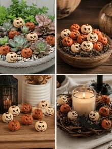 1 Set 30pcs Resin Pumpkin Decorations, Mini Pumpkin Decor, Artificial Mini Pumpkin Decorations, Perfect For Halloween Party Favors, Home Garden Decor Crafts, Table Centerpiece And Party Favors - Multicolor - View 8