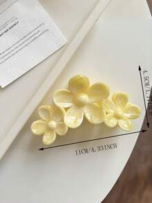 2PCS Cream Gradient 3-Flower Claw Clips, French Polka Dot Hair Claw, Gentle Atmosphere Hair Clips For Back Of Head Updo, Suitable For Daily Wear, For Thick Hair - Multicolor - View 6