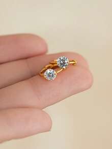 1pc S925 Sterling Silver Minimalist Single Rhinestone Belly Button Piercing, Small And Large Sizes Available, Suitable For Girls' Daily Wear - Single - View 6