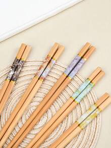 1pc/5pcs/10pcs Set Marble Pattern Bamboo Chopsticks, Modern Fashion, Essential For Restaurant, Kitchen, School, Party, Random Color - Multicolor - View 9