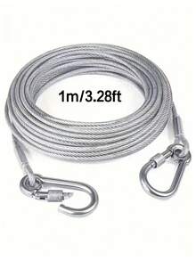 1 Set Tali Jemuran Stainless Steel Portabel untuk Mencuci Pakaian di Dalam/Luar Ruangan, Aksesori Berkemah, Kamar Mandi dan Asrama Pilihan Ideal - Tali Anjing - Serbaguna, Tali Kawat Baja Galvanis - Ketebalan 2mm - MultiWarna - View 14