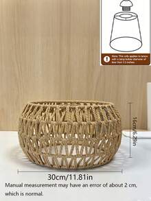 Bohemian Handwoven Rattan Lampshade, 19.31" - Perfect For Kitchen Island, Dining & Living Room Decor - Hollowed-out Semicircle - View 8