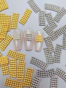 KIRAME 10 Peças 5*10mm Encantos de Unhas Japoneses em Formato de Placa Oca Prateada, Arte de Unhas em Casa, Salão de Unhas, Fornecedores de Unhas, Coisas de Unhas, Natal, Verão & Viagem, Presentes de Festival - Prata - Visão 4