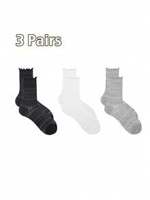 1/3 Packungen Damen Knöchelsocken in verschiedenen Farben, atmungsaktiv mit Rüschenbündchen, gemütlich im Cottagecore-Stil für Zuhause, Loungewear und lässigen Alltag - Verschiedenfarbig - Übersicht 14