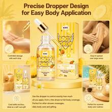 KOEC 1pc Juicy Pineapple Glow Oil - Sweet Fruit Scented Body Moisturizer, Soothing Massage Essential Oil For Silky Smooth Skin, Summer Essential,Formulated As A Hydrating Body Oil, It Deeply Moisturizes And Nourishes For Glowing, Radiant Skin - 多色 - 查看 3