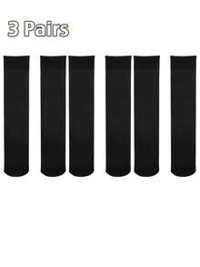 1/3/6 Pack Women Black Slim Fit Sheer Knee High Socks Dark Academia Sweet Edgy For School Party Street Wear - Black - View 9