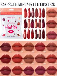 Set de 18 piezas de mini labiales en cápsula, polvo mate aterciopelado de larga duración sin volar, combinación multicolor, fácil de aplicar, adecuado para todas las ocasiones, apto para principiantes, adecuado para uso diario, portátil - Multicolor - Ver 3