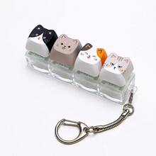 1pc DIY Keyboard Keycap Keychain Accessory, Creative Keycap Pendant Charm, Cute Cat Portable Decorative Key Ring, Suitable For Backpack And Handbag Decoration - Multicolor - View 6