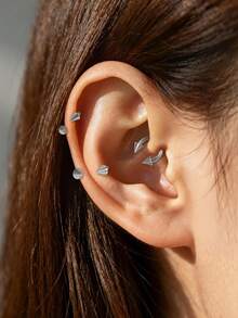 6PCS 8/10/12MM Horseshoe Long Short Spike/Ball Labret Rings, Lip Piercing Jewelry Lip Rings,Steel Septum Helix Conch Piercing Jewelry - Silver - View 4