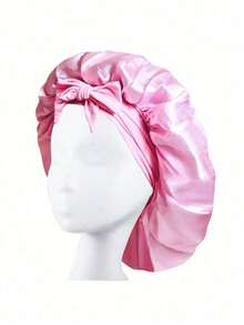 1pc Bow Satin Sleep Cap, Adjustable Long Ribbon Anti-Frizz Hair Wrap, Oversized Ruffle Silky Hair Bonnet, Multi-Color Options, Suitable For Sleep, Skincare, Curly Hair Care, Women's Daily Hair Care, All-Season Style - Multicolor - View 6