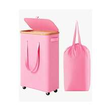 1 Set Foldable Large Capacity Dirty Clothes Basket, Large Capacity Laundry Hamper With Lid, Storage Box With Wheels And Handles, Includes Removable Inner Bag With Lid Storage Container, Foldable Space-Saving Bedroom Wardrobe, Portable Laundry Basket, Clothes Storage Box, Suitable For Home, Bathroom, Washroom, Washing Machine, Clothes Organization And Storage Organizer, Applicable For Back To School Season And Christmas Events - Multicolor - View 8