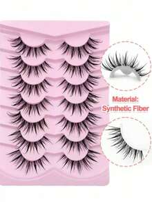 7 Pairs New Wet-Look False Eyelashes, Natural Mink-Like, Fashion Manga Style, Pointed & Voluminous, Suitable For Cosplay Makeup Parties - View 4