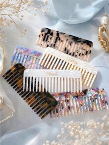 Women's Personalized Folding Comb Mirror, Customized Name Pocket Hairbrush With Mirror, Travel Portable Makeup Accessory, Bridesmaid Gift - Multi-color - Gold Foil Square Acetate Comb - View 5