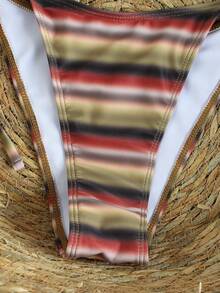 Fashion Women's Vintage Gradient Color Block Striped Bikini Tie-Up Sexy Two Pieces Swimsuit, Vacation Style, Spring/Summer 2026 - Multicolor - View 5