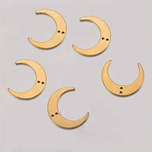 5Pcs Stainless Steel Double Hole Moon Pendant Suitable For DIY Handmade Tassel Earrings And Jewelry Charms - Pendants - View 7