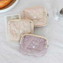 1 pieza Bolsa de almacenamiento de cámara CCD acolchada de espuma, bolsa de maquillaje mini con diseño de dibujos animados dulce y lindo, bolsa para lápiz labial, bolsa para auriculares Bluetooth, organizador de cables de auriculares, bolsa de almacenamiento miscelánea, monedero con patrón de lazo bordado, estuche protector de cámara mini, monedero con diseño abatible, tarjetero de gran capacidad, bolsa para lápiz labial con diseño a cuadros lindo, tarjetero negro de moda, bolsa de almacenamiento de cámara - Multicolor - Ver 8