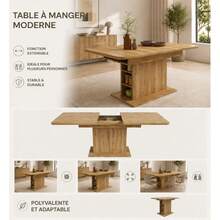 Extendable Dining Table / Modern, Minimalist Style Dining Table / With Storage Space / Dining Table/Café And Side Table / Multifunctional / Large Storage Space / Suitable For Dining Room And Living Room - 自然色 - 查看 7